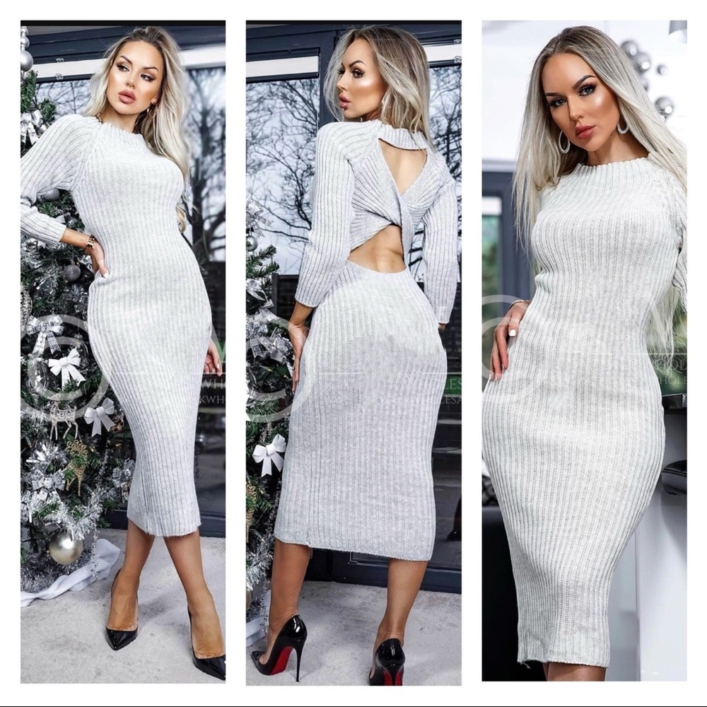 SHANIA CRISS CROSS KNITTED MIDI DRESS